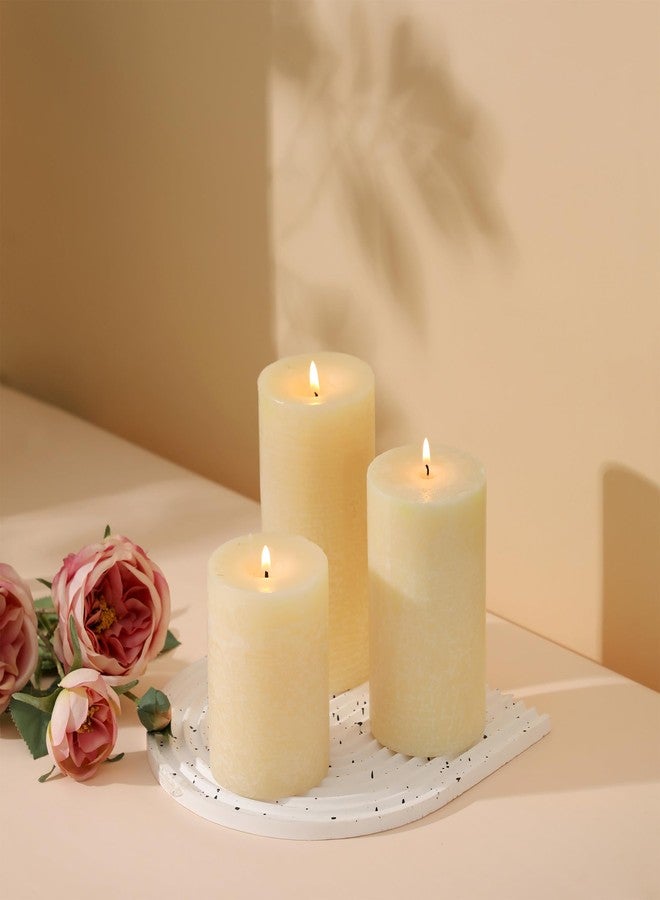 HILUMIDA Ivory Pillar Candles Set of 3 - Hand-Poured Unscented Candles,Smokeless Dripless Candles for Dinner Table and Home, Set of 3 in Different Sizes (3"x4", 3"x5", 3"x6") - Image 3